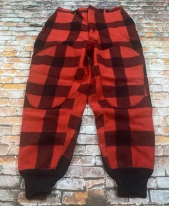 Vintage Woolrich Wool Pants Mens 30 Buffalo Plaid Red Black Hunting Lumberjack - Picture 1 of 16
