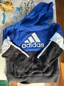 Adidas Boy’s Blue Black Pullover Hoodie, Size 5 - Picture 1 of 3