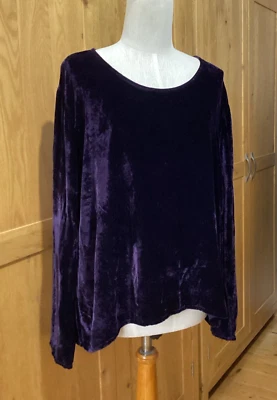 Privatsachen Velvet Top OS Chest 44in Silk Mix Dark Purple Tunic Long Sleeves - Image 1 of 4