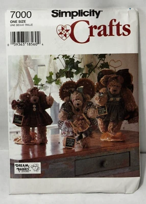 Simplicity #7000 BEARS WITH CLOTHES & ANGEL WINGS 12"  Sewing Pattern Uncut - Image 1 of 4