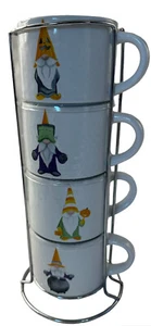 Halloween Mugs Gnome Stackable with Holder Prima Designs Coffee Tea Cups 4 - Picture 1 of 12