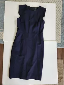J.Crew Women's Sheath Navy Blue Italian Stretch Wool Tollegno 1900 Dress Size 4 - Picture 1 of 13