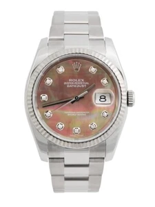 Rolex Datejust 36 116234 Black MOP Diamond Dot Dial Previous Rolex Service - Picture 1 of 15