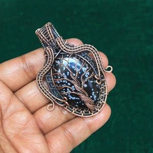 Tree Snowflake Gemstone Copper Wire Wrap Pendant Jewelry Oxidize For Gift NK610 - Picture 1 of 12