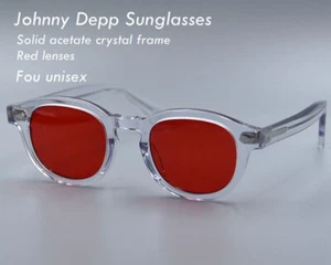 2025 New glasses Men's Crystal glasses Red sunglasses Johnny Depp glasses UV400 - Picture 1 of 10