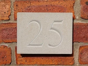 House Sign Natural Stone | Personalised Address Number | Deep Engraved 20 x 15cm - Picture 1 of 5