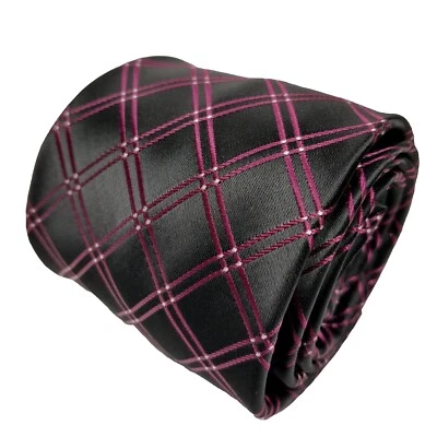 Corbata ajustada a cuadros negra y violeta Bergamo New York para hombre Foto 1 de 4