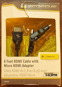 Scosche (2 in 1) 6fT HDMI TO HDMI & HDMI TO MICRO Black adapter cable HDMI6AM - Picture 1 of 2