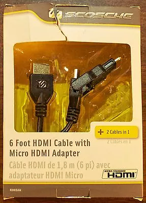 Scosche (2 in 1) 6fT HDMI TO HDMI & HDMI TO MICRO Black adapter cable HDMI6AM - Image 1 of 2