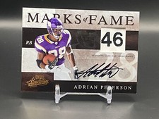 2008 Playoff Absolute Football Adrian Peterson Marks Of Fame Patch Auto /5 HOF