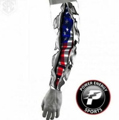 POWER ENERGY SPORTS Baseball Football Compression Arm Sleeve USA Flag American Born Patriot White