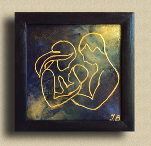 Rivelazione gravidanza disegno linea singola quadro acrilico originale baby shower regalo - Foto 1 di 9