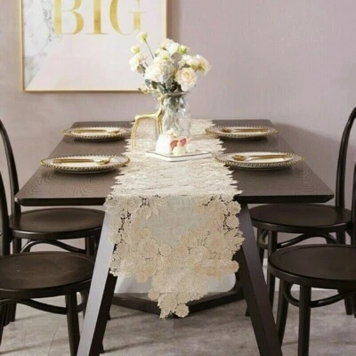 Lace Embroidery Table Runner European Cabinet TV Table Cloth Cover Wedding Decor - Image 1 of 4