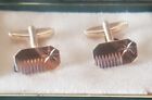 Vintage Gold On Silver Whale Back Cuff Links And Presentation Box