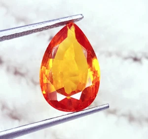 Zafiro naranja natural certificado 5,17 quilates piedra preciosa suelta AAA+ calidad gema de pera - Imagen 1 de 8