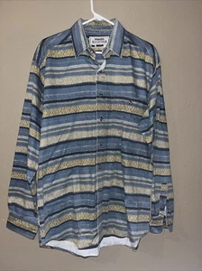 Vintage Wrangler Rugged Western Shirt Mens XL 17-17 1/2 Patterned Striped - Picture 1 of 3