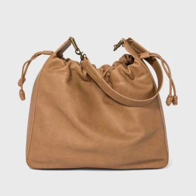 Bolso de hombro Hobo estilo moderno marrón con cierre de cordón de hilo universal Foto 1 de 3