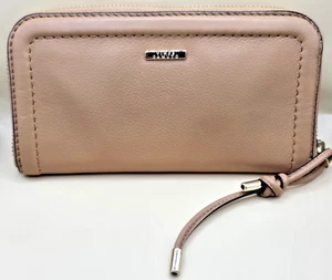 Cartera Vince Camuto 100% Cuero Cremallera Alrededor Color Coñac Claro Hecha en India - Imagen 1 de 8