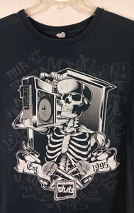 VTG 90s Dub Streetwear Music Skeleton Holding Boombox EST. 95 - Black Shirt XL. - Picture 1 of 8