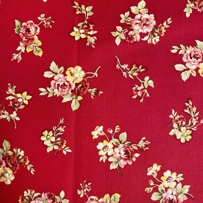 Rambling Red Roses Quilting Fabric Donna Wilder Stonehill Collection 44x43 - Image 1 of 4