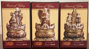 Set di 3 scatole a cerniera vintage nuovo con scatola cracker stagione della gloria Hope Joy Love - Foto 1 di 12
