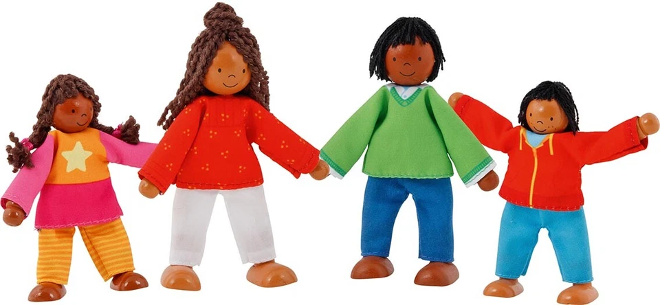 Biegepuppen MODERNE FAMILIE II Holzbiegepuppen Biegepüppchen 4-Teilig Puppenhaus - Bild 1 von 1