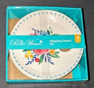 NEW IN BOX PIONEER WOMAN MINGLING BOARD PLATE SET OF 4 PIECES - Picture 1 of 2