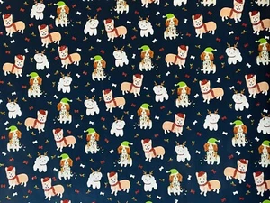 Heavyweight Glitter Christmas Gift Wrapping Roll Corgi Dogs Glitter 30”x10’ New - Picture 1 of 9