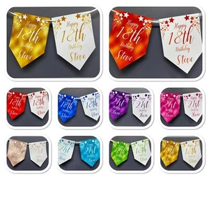  Personalised Rose Gold Birthday Bunting Banner 18th 21st 30th - Picture 1 of 10
