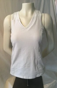 Danskin weißes ärmelloses Shirt mit V-Ausschnitt und Razorback für Damen Medium - Bild 1 von 8