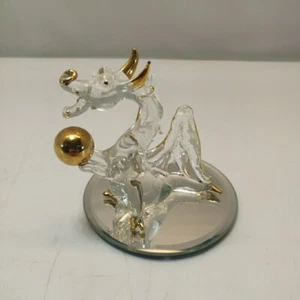 Glass Dragon Figurine Crystal Handblown Glass 3 Inch tall - Picture 1 of 5