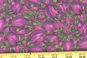 25" Long, Vintage, Packed Purple Eggplant on Green Quilt Cotton, Springs, P6218 - Picture 1 of 5