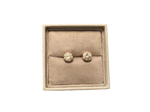 14K Yellow Gold Bezel Set CZ Stud Earrings 6 ctw - Picture 1 of 3
