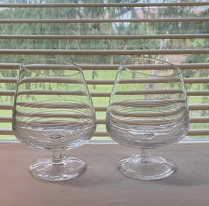 Atlantis Connoisseur Cut Crystal Brandy Snifters Pair Mark Sticker - Picture 1 of 7