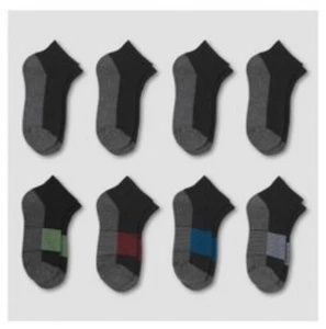 Boys' Hanes Premium Athletic Socks 8 Pk - Black M - Picture 1 of 5