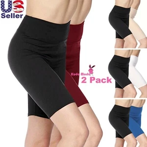 2 Pack Women's 3 inch High Waistband Biker Leggings Bike Shorts Yoga Fitness - Picture 1 of 16
