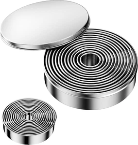 Coppapasta Tondi, 12Pcs Formine per Biscotti Rotondo Acciaio Inox, Stampini Tond - Foto 1 di 12