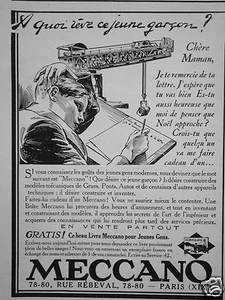 PUBLICITÉ DE PRESSE 1930 MECCANO A QUOI RÊVE CE JEUNE GARÇON ? - ADVERTISING - Imagen 1 de 1