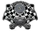 Clé Motocycho barbe 69 crâne 10 x 8 pouces patch dos motard IV6845 LD10