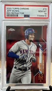 2020 Topps Chrome JEFF MCNEIL RED REFRACTOR #2/5 SSP PSA 10 POP 1 NEW YORK METS
