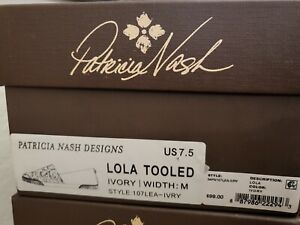 NEW Patricia Nash Women's Shoes, Lola Tooled, Ivory Leather, SELECT SIZE
