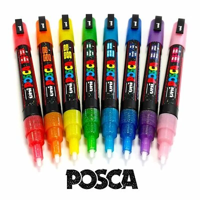 Uni POSCA - PC-3ML - Glitter Paint Marker - Single Art Pen - Bullet Nib .9-1.3mm - Image 1 of 3