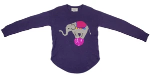 Autumn Cashmere LS Rounded Hem Sweater, Elephant w/ Pom-Pom & Sequin Detail Sz 8 - Picture 1 of 13
