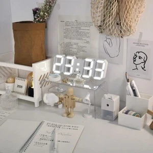 3D LED Digital Clock Wall Deco Glowing Night Mode white,Living Room LED Clock - Picture 1 of 3