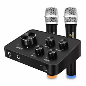 More details for karaoke microphone mixer system set with dual uhf wireless mic hdmi &amp; aux in/out