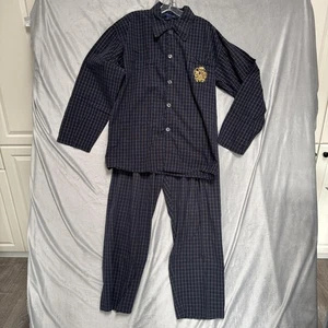 Polo Ralph Lauren Pyjama Set Herren Medium Navy Kariert Baumwolle Besticktes Wappen - Bild 1 von 14