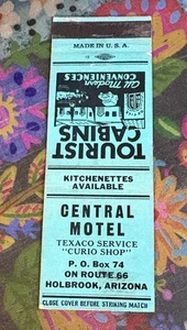 Matchbook Cover Central Motel Holbrook Arizona B19 - Picture 1 of 2