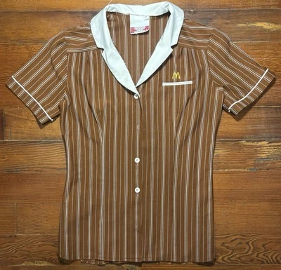 Uniforme McDonalds 1983 Vintage Disfraz Coleccionar Cresta Camisa Mujer Talla 10 Foto 1 de 4