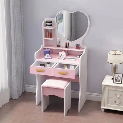 CECARO GROUP Postazione Trucco Tavolo Makeup Specchiera Toeletta con Specchio a Cuore Rosa