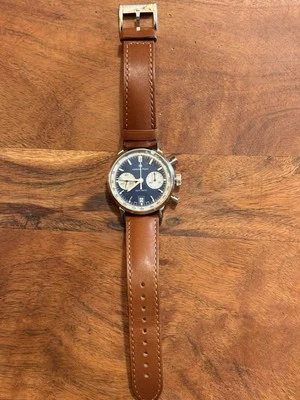 Reloj Hamilton American Classic azul para hombre con correa de cuero marrón - H38416541 Foto 1 de 4